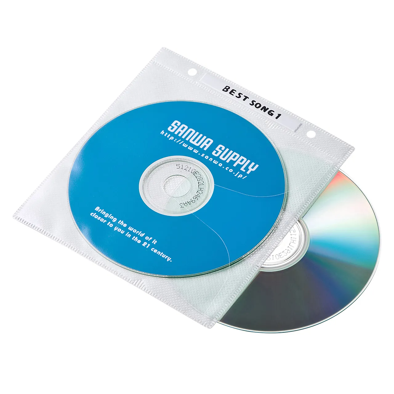 DVD・CD不織布ケース(リング穴付・ホワイト) FCD-FR100WN