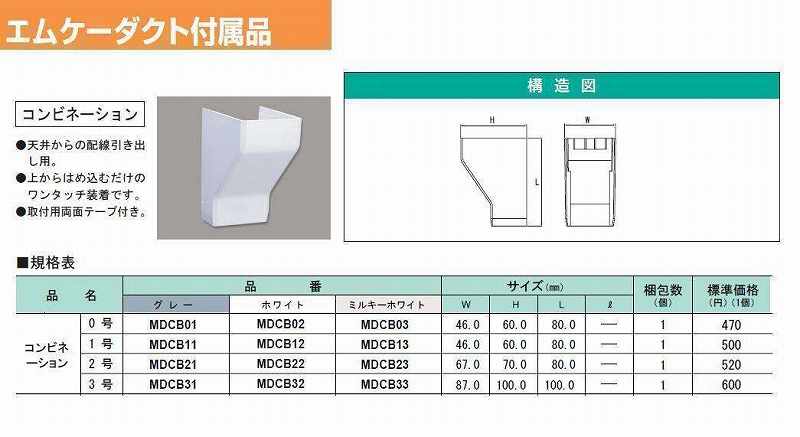 MDCB21 屋外用エムケーダクト付属品-コンビネーション(2号・グレー)