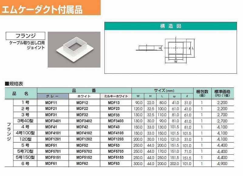 MDF3401 エムケーダクト付属品-フランジ(3号40型・グレー)