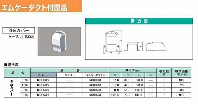 MDHC11 屋外用エムケーダクト付属品-引込カバー(1号・グレー)