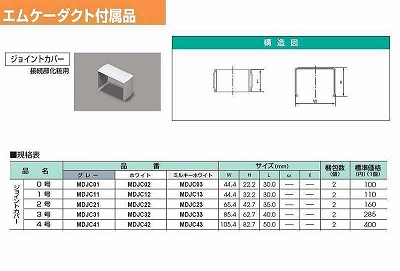 MDJC11 屋外用エムケーダクト付属品-ジョイントカバー(1号・グレー)