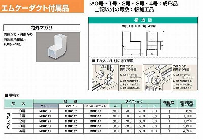 MDK101 屋外用エムケーダクト付属品-内外マガリ(0号・グレー)