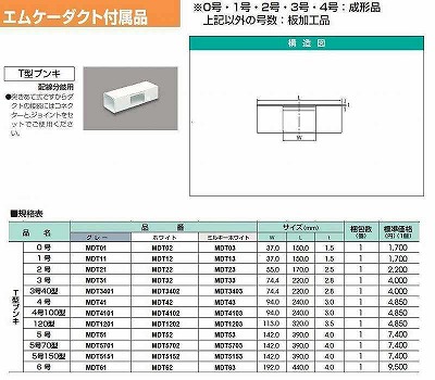 MDT02 エムケーダクト付属品-T型ブンキ(0号・ホワイト)