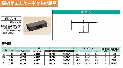 MDT19 屋外用エムケーダクト付属品-T型ブンキ(1号・チョコ)