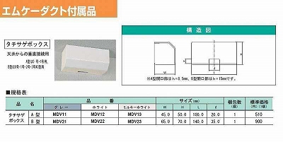 MDV11 屋外用エムケーダクト付属品-タチサゲボックス(A型・グレー)