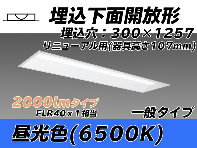 MY-B42033/25/D AHTN 埋込形ベースライト 300幅 器具高さ107mm FLR40x1相当 昼光色