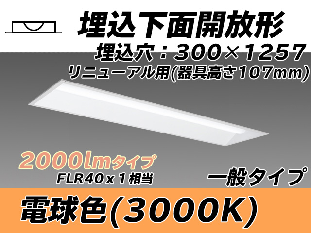 MY-B42033/25/L AHTN 埋込形ベースライト 300幅 器具高さ107mm FLR40x1相当 電球色