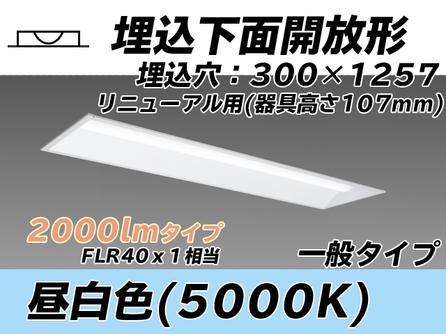 MY-B42033/25/N AHTN 埋込形ベースライト 300幅 器具高さ107mm FLR40x1相当 昼白色