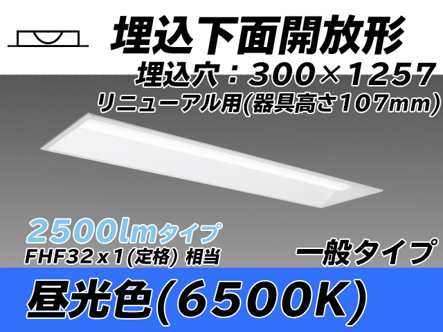 MY-B42533/25/D AHTN 埋込形ベースライト 300幅 器具高さ107mm FHF32(定格)x1相当 昼光色