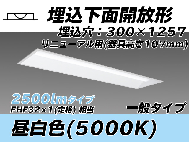 MY-B42533/25/N AHTN 埋込形ベースライト 300幅 器具高さ107mm FHF32(定格)x1相当 昼白色