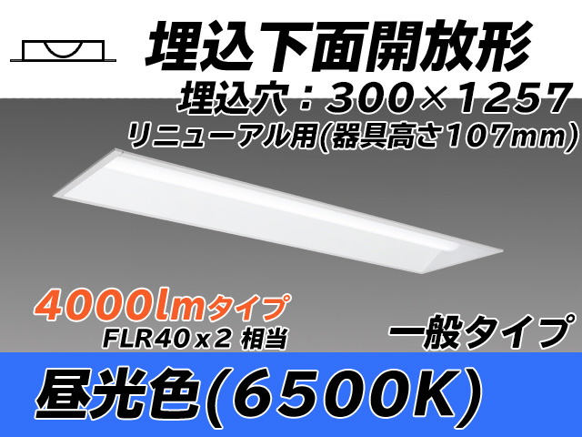 MY-B44033/25/D AHTN 埋込形ベースライト 300幅 器具高さ107mm FLR40x2相当 昼光色