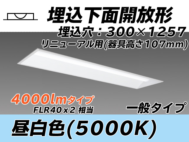 MY-B44033/25/N AHTN 埋込形ベースライト 300幅 器具高さ107mm FLR40x2相当 昼白色