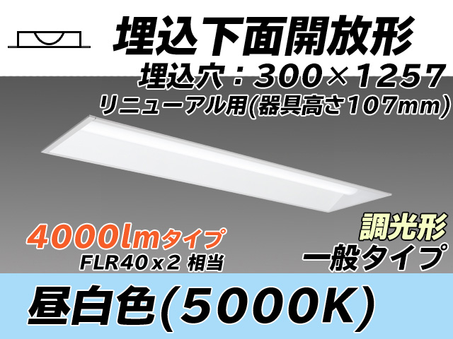 MY-B44033/25/N AHZ 埋込形ベースライト 300幅 器具高さ107mm FLR40x2相当 昼白色 調光タイプ