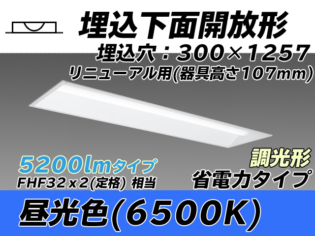 MY-B45030/25/D AHZ 埋込形ベースライト 300幅 器具高さ107mm 省電力タイプ  FHF32(定格)x2相当 昼光色 調光タイプ