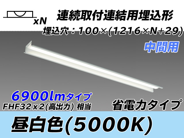 MY-B47030/11/N AHTN 埋込形ベースライト 連結用 100幅 省電力タイプ FHF32(高出力)x2相当   【中間用】 昼白色