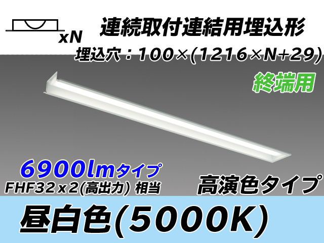 MY-B47037/12/N AHTN 埋込形ベースライト 連結用 100幅 高演色タイプ  FHF32(高出力)x2相当 昼白色 終端用