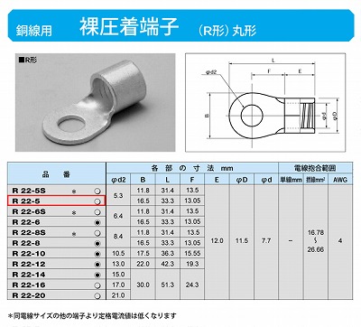 R22-5 丸形圧着端子(R形)