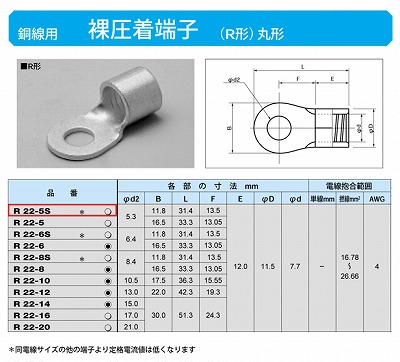 R22-5S 丸形圧着端子(R形)