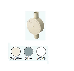 R222JHW 露出用丸形ボックス［ワンタッチ式］(2方出22)(アイボリー)