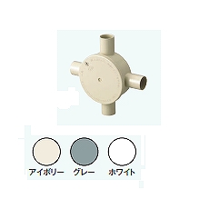 R224JHW 露出用丸形ボックス［ワンタッチ式］(4方出22)(アイボリー)