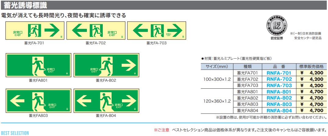 RNFA-701 蓄光誘導標識