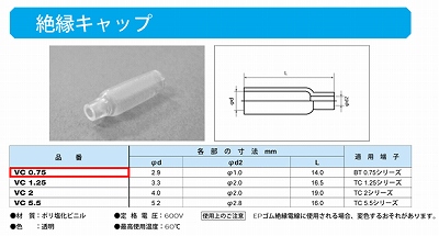 VC0.75 絶縁キャップ(VC)