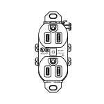 WCF62115B 輸出機器用接地2P15A125V埋込ダブルコンセント(黒)