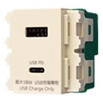 WN1477F 埋込充電用USBコンセント2ポート(18W)(USB-A・C)(ベージュ)