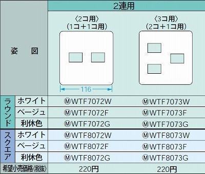 WTF7073F コンセントプレート(2コ+1コ用)(ベージュ)