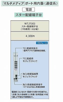 WTJ7303 マルチメディアポート用スター配線端子台(1外線用)(中継機能付)(8分岐)