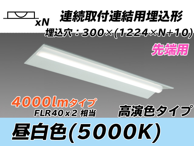 三菱電機:LEDライトユニット形ベースライト 40形 埋込形 連結用 300幅